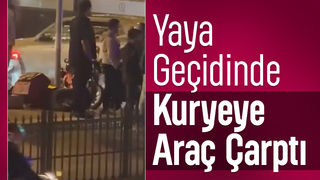 Yaya geçidinde korkutan kaza: Kurye hastanelik oldu