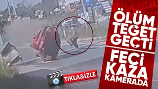 Yayanın saniyelerle ölümden döndüğü feci kaza kamerada