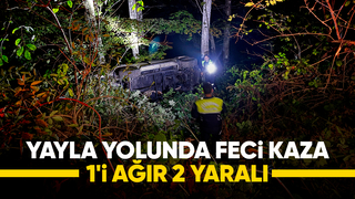 Yayla yolunda otomobil şarampole yuvarlandı: 2 yaralı