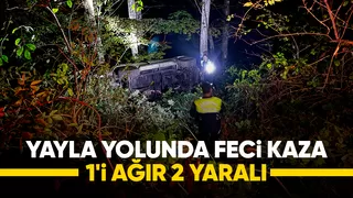 Yayla yolunda otomobil şarampole yuvarlandı: 2 yaralı