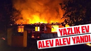 Yazlık ev alev alev yandı