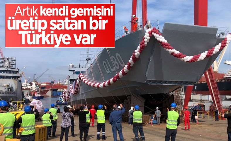 Yerli imkanlarla üretilen çıkarma gemisi, Tuzla’da denize indirildi