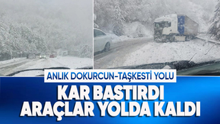 Yoğun kar yağışı nedeniyle araçlar mahsur kaldı