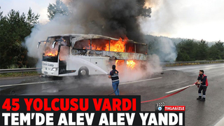 Yolcu otobüsü alev alev yandı