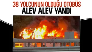 Yolcu otobüsü alev alev yandı