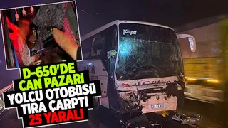 Yolcu otobüsü tıra çarptı: 25 yaralı