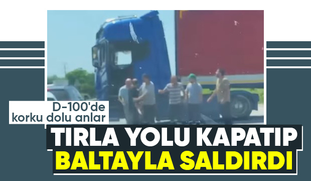 Yolu kapatıp baltayla saldırdı