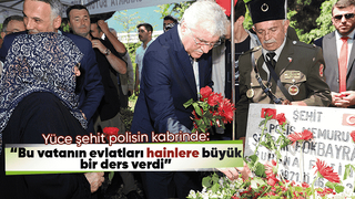 Yüce şehit polisin kabrinde