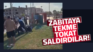 Zabıtaya tekme tokat daldılar